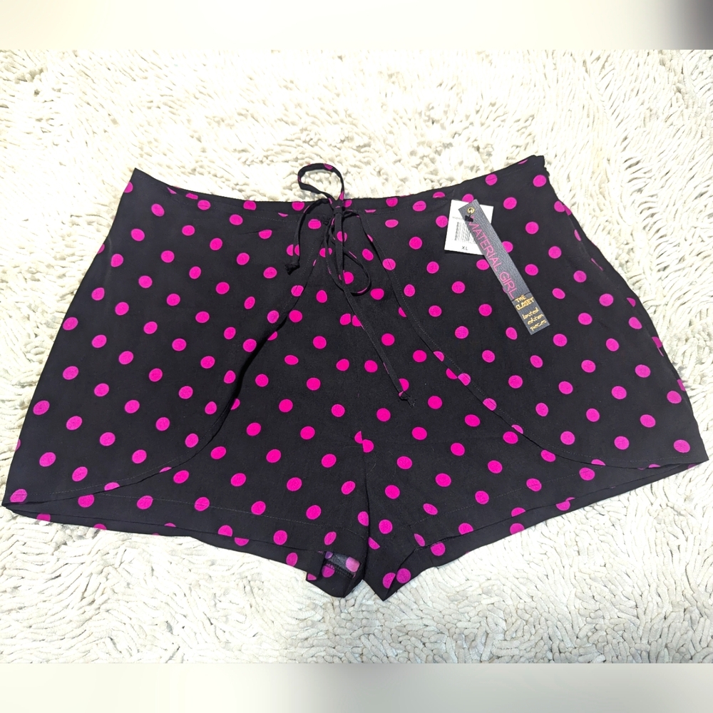 Material Girl black with pink polka dot Shorts- size XL